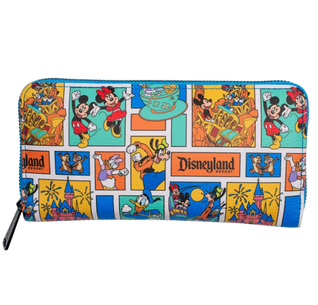 Disney Parks Loungefly "Play in the Park" wallet featuring Mickey Mouse and Friends.