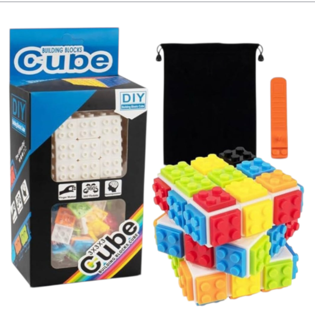 Building Brick Blocks 3x3x3 Speed Cube Toy, Build-On Brick