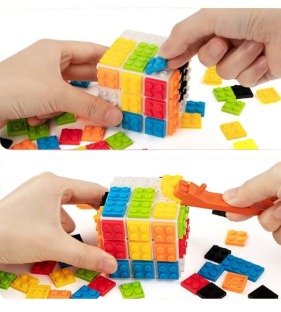 Building Brick Blocks 3x3x3 Speed Cube Toy, Build-On Brick