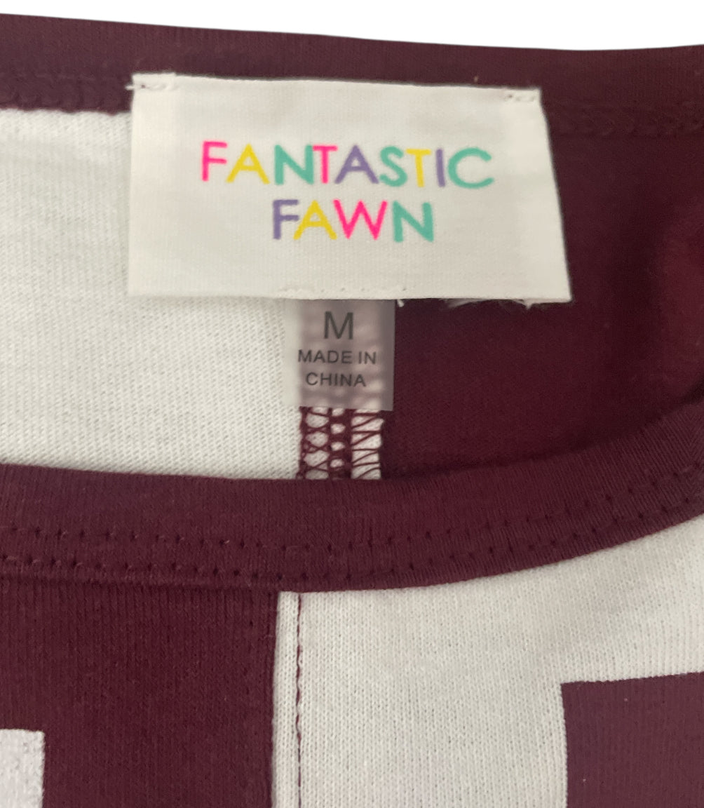 Fantastic Fawn Game Day Burgundy and White Oversized Shirt (Medium)