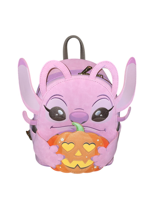 Loungefly Disney Lilo & Stitch Angel Pumpkin Glow-In-The-Dark Mini Backpack.