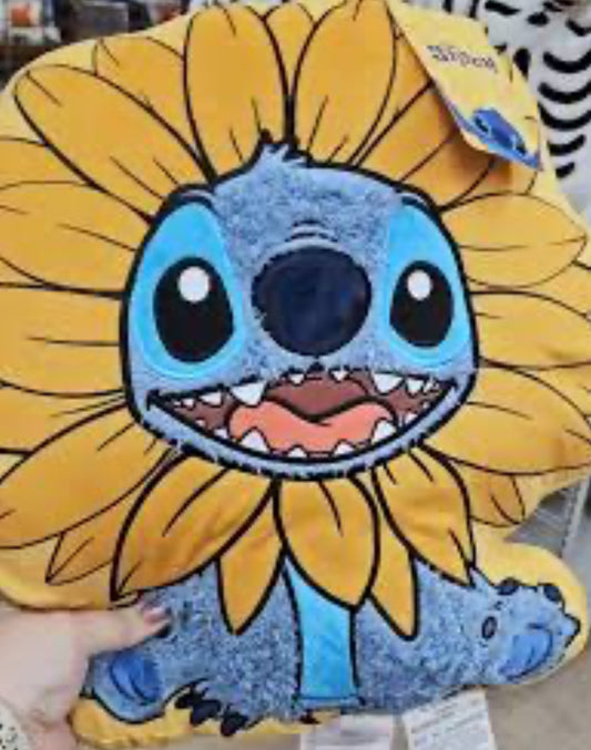 Disney Stitch Wrapped in a Sunflower Plush Pillow