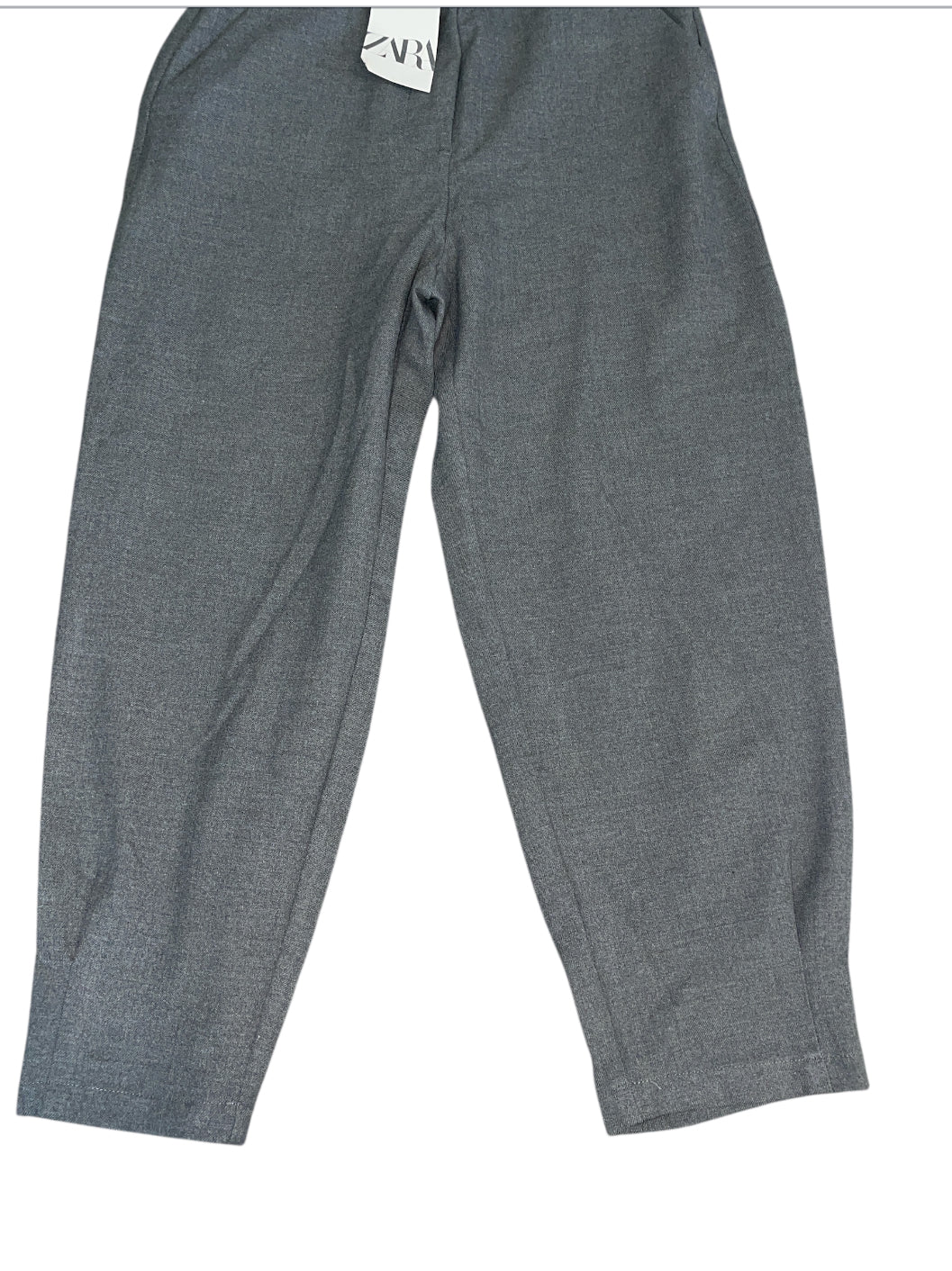 Zara Gray Cropped Barrel Pants (Small)