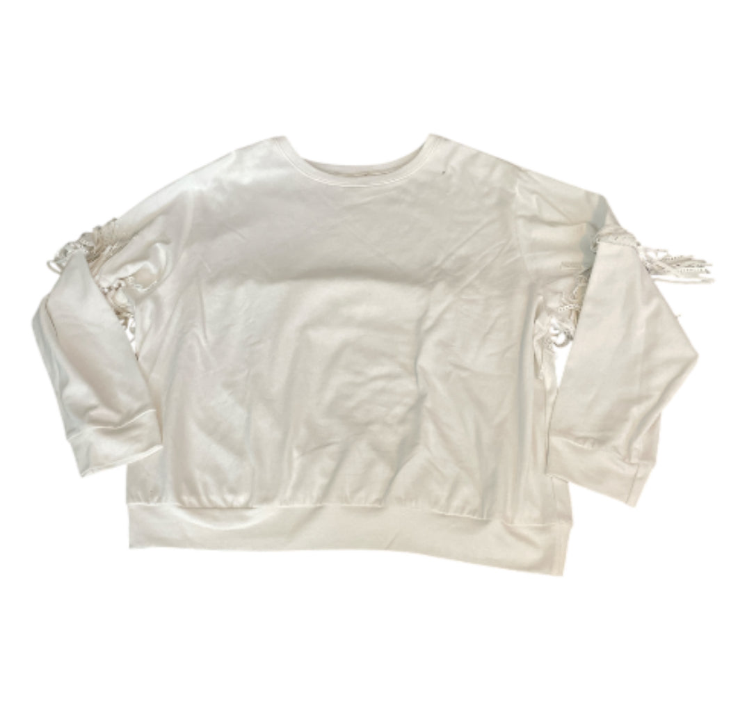 Main Strip White Fringe Sweatshirt (1x)