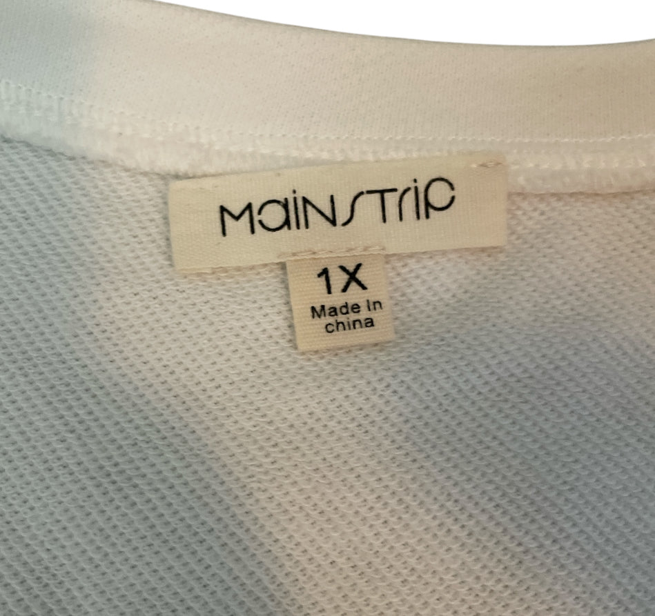 Main Strip White Fringe Sweatshirt (1x)