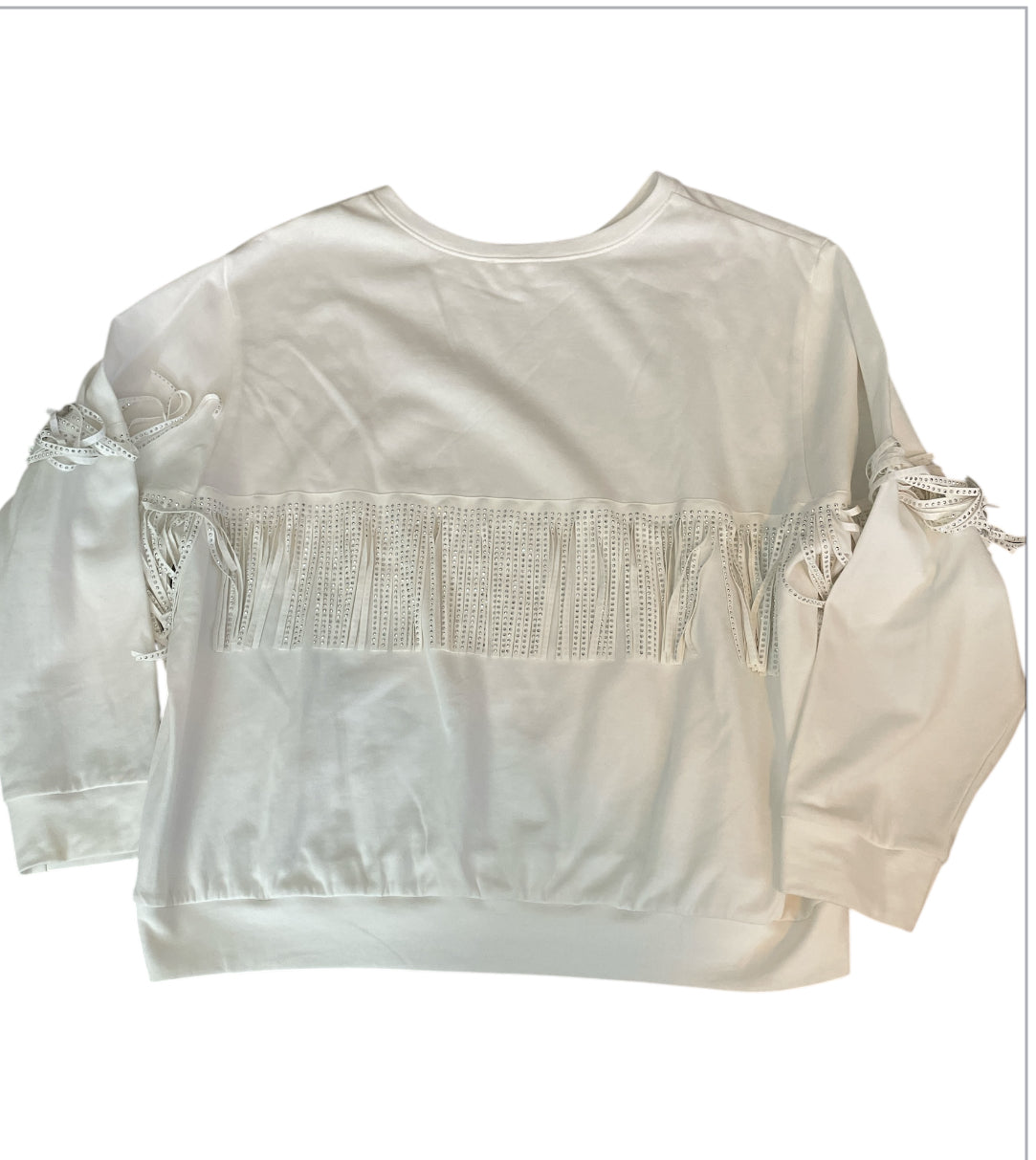 Main Strip White Fringe Sweatshirt (1x)