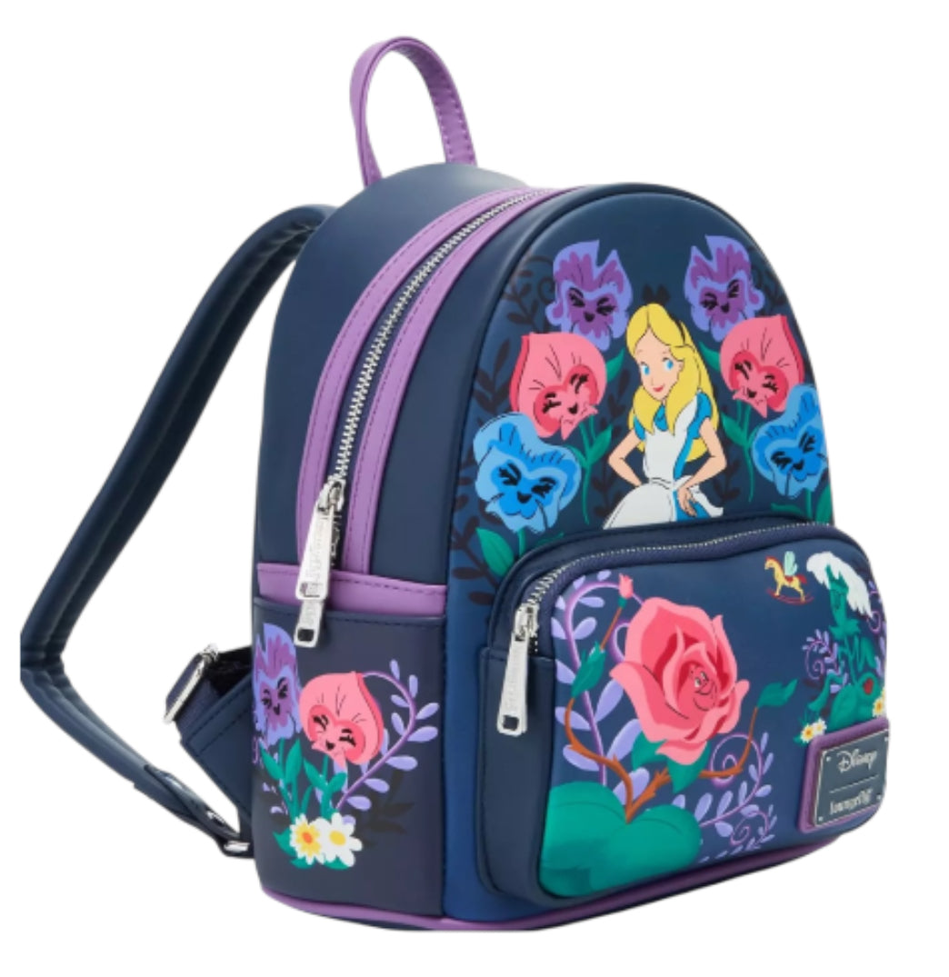 Loungefly Disney Alice in Wonderland Alice &amp; Flowers Mini Backpack.