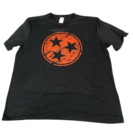 Tennessee Distressed Orange Tri Star Black Tee Shirt (3x)