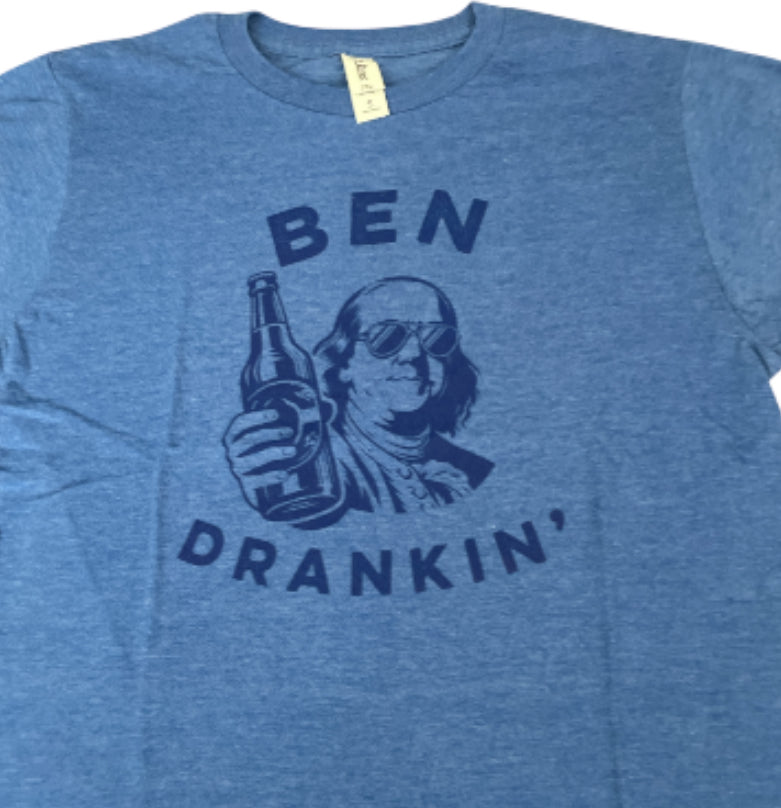 Ben Drankin' Blue Crew Neck T-shirt (Medium)