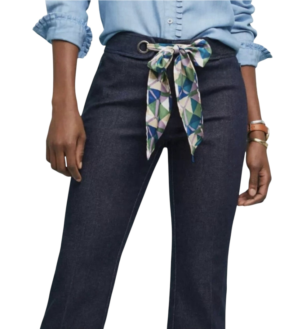 Anthropologie Crop Flare Jeans with Scarf Tie (Size 12)