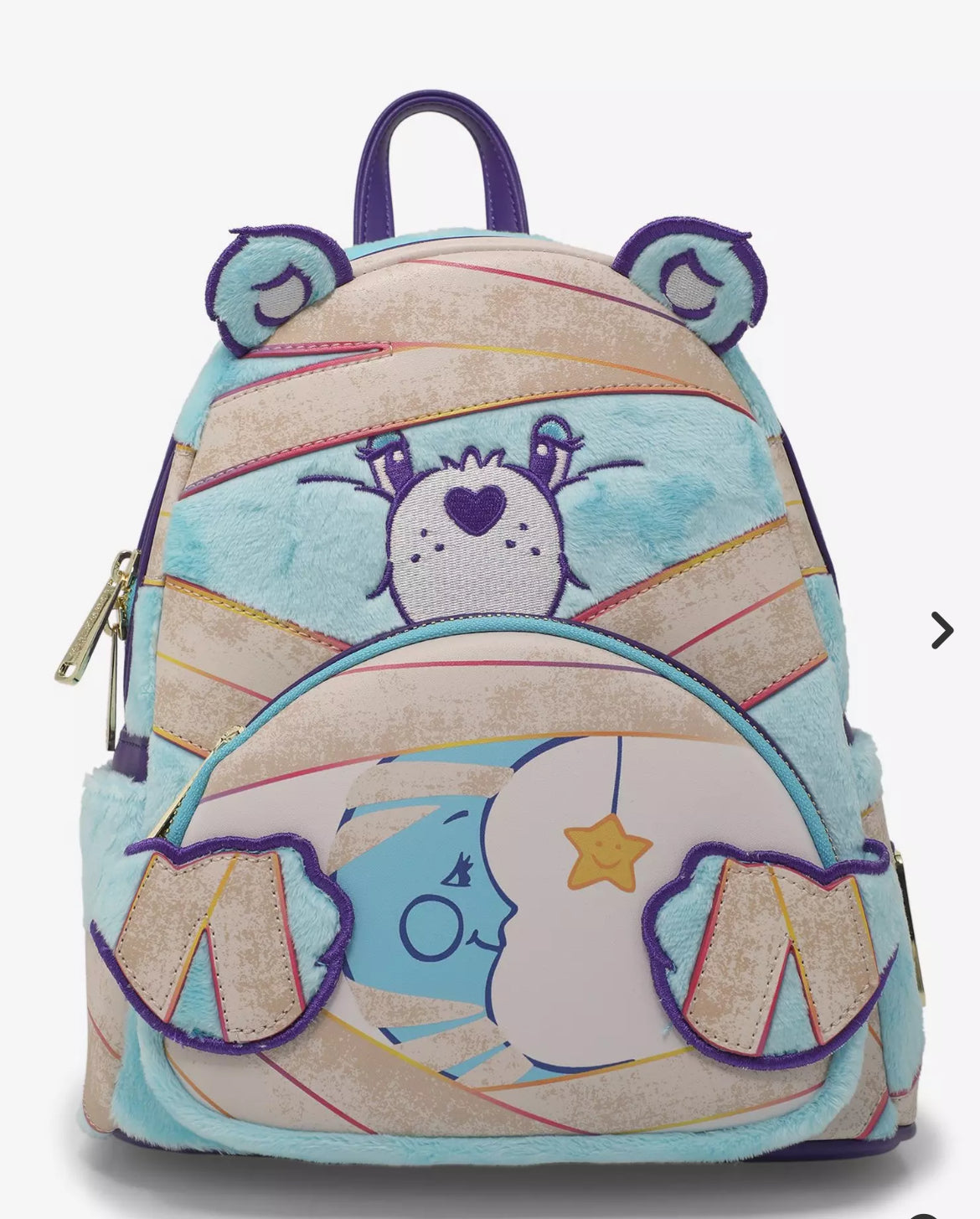 Loungefly Care Bears x Universal Monsters Bedtime Bear Mummy mini backpack. 