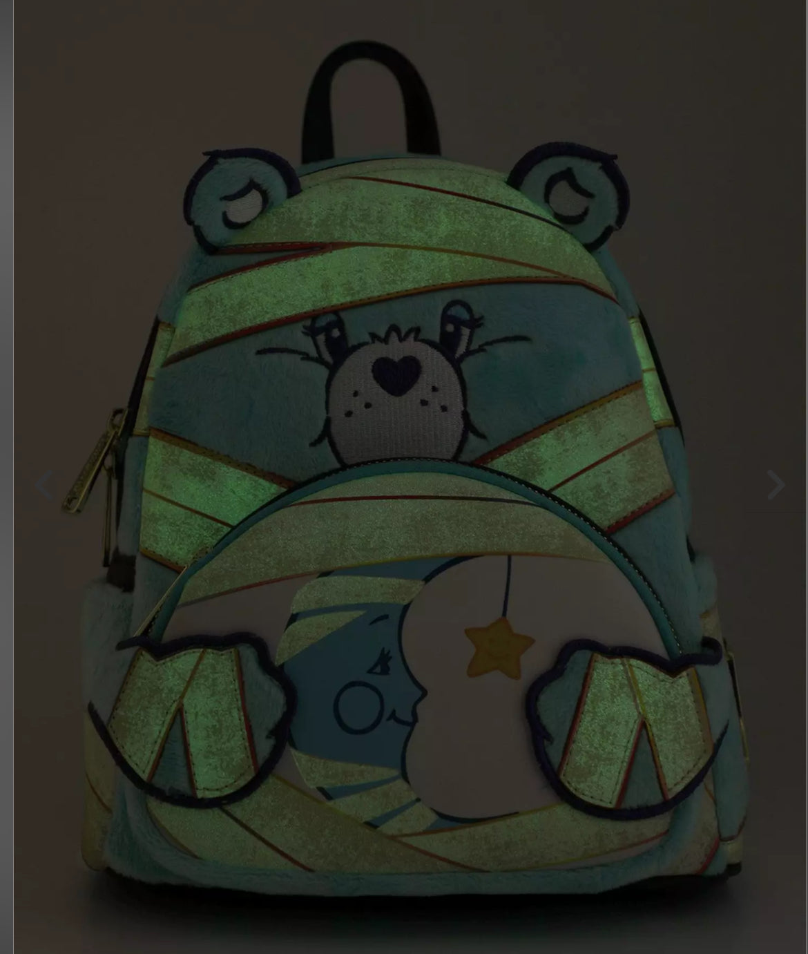 Loungefly Care Bears x Universal Monsters Bedtime Bear Mummy mini backpack. 