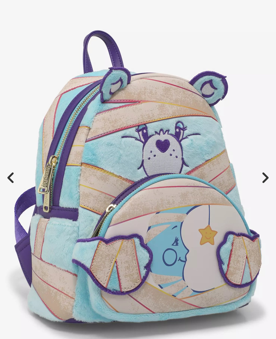 Loungefly Care Bears x Universal Monsters Bedtime Bear Mummy mini backpack. 