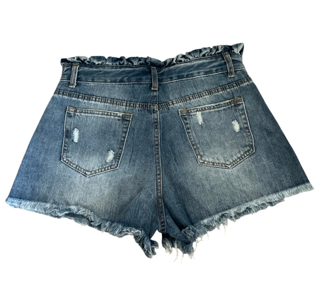 Hayden denim ruffled paperbag shorts (Medium)