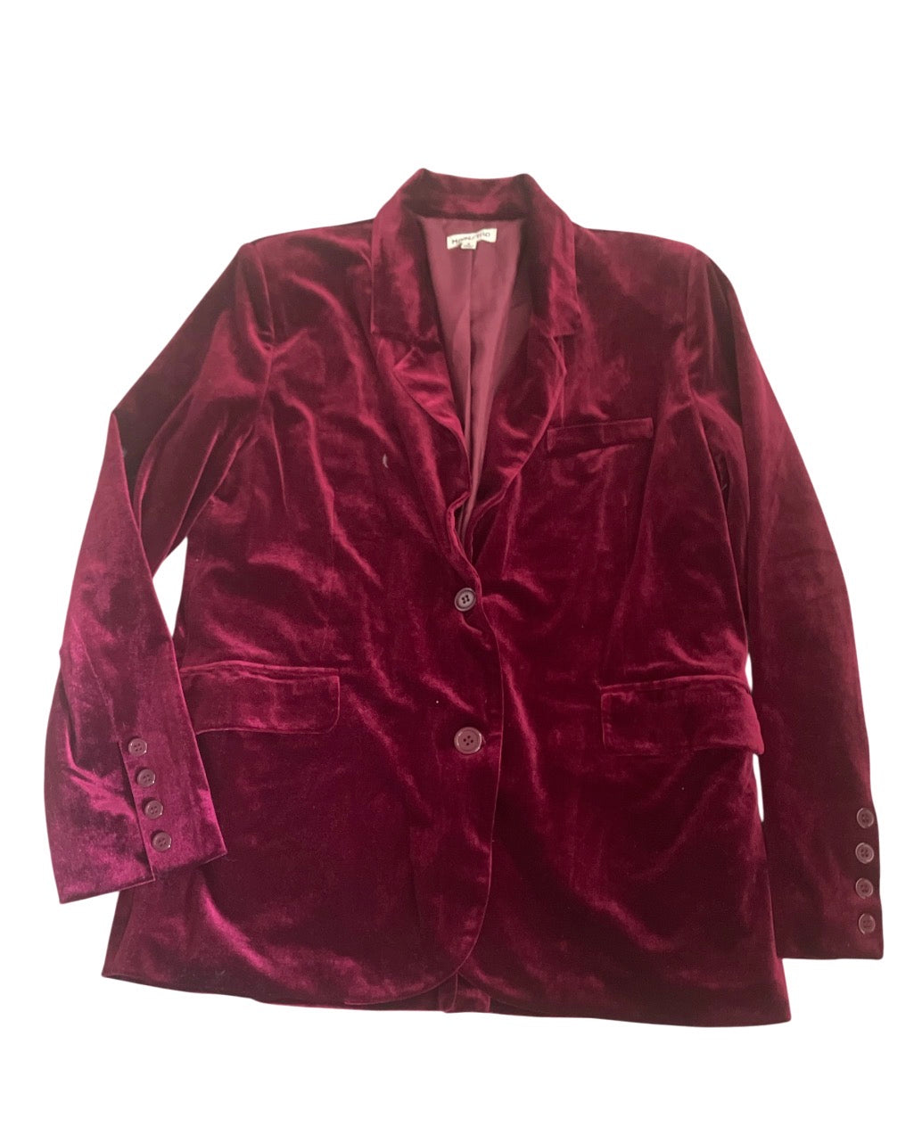 Main Strip Velvet Blazer in Rich Burgundy (Small)