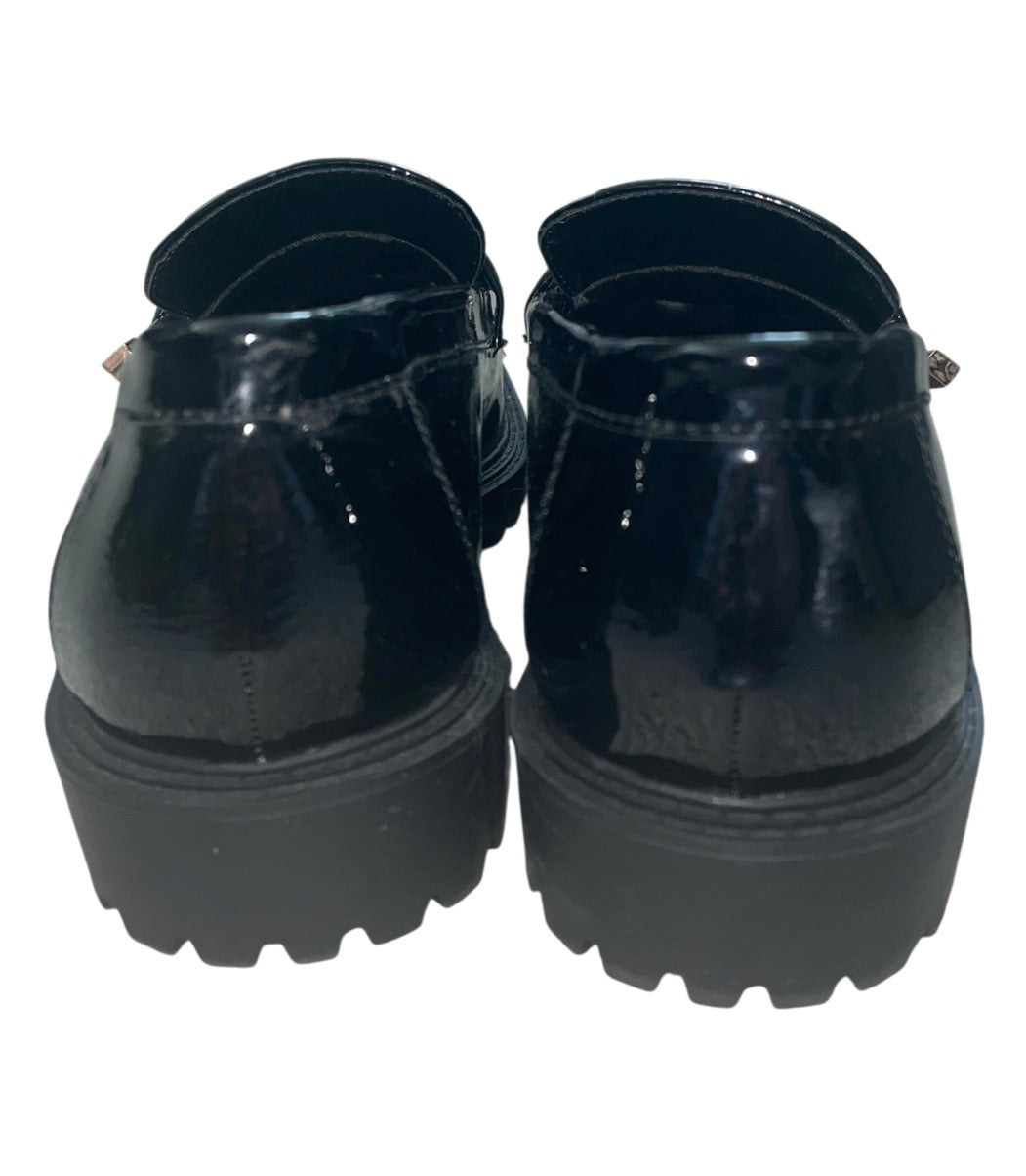 Jones New York black patent leather loafers.(9)