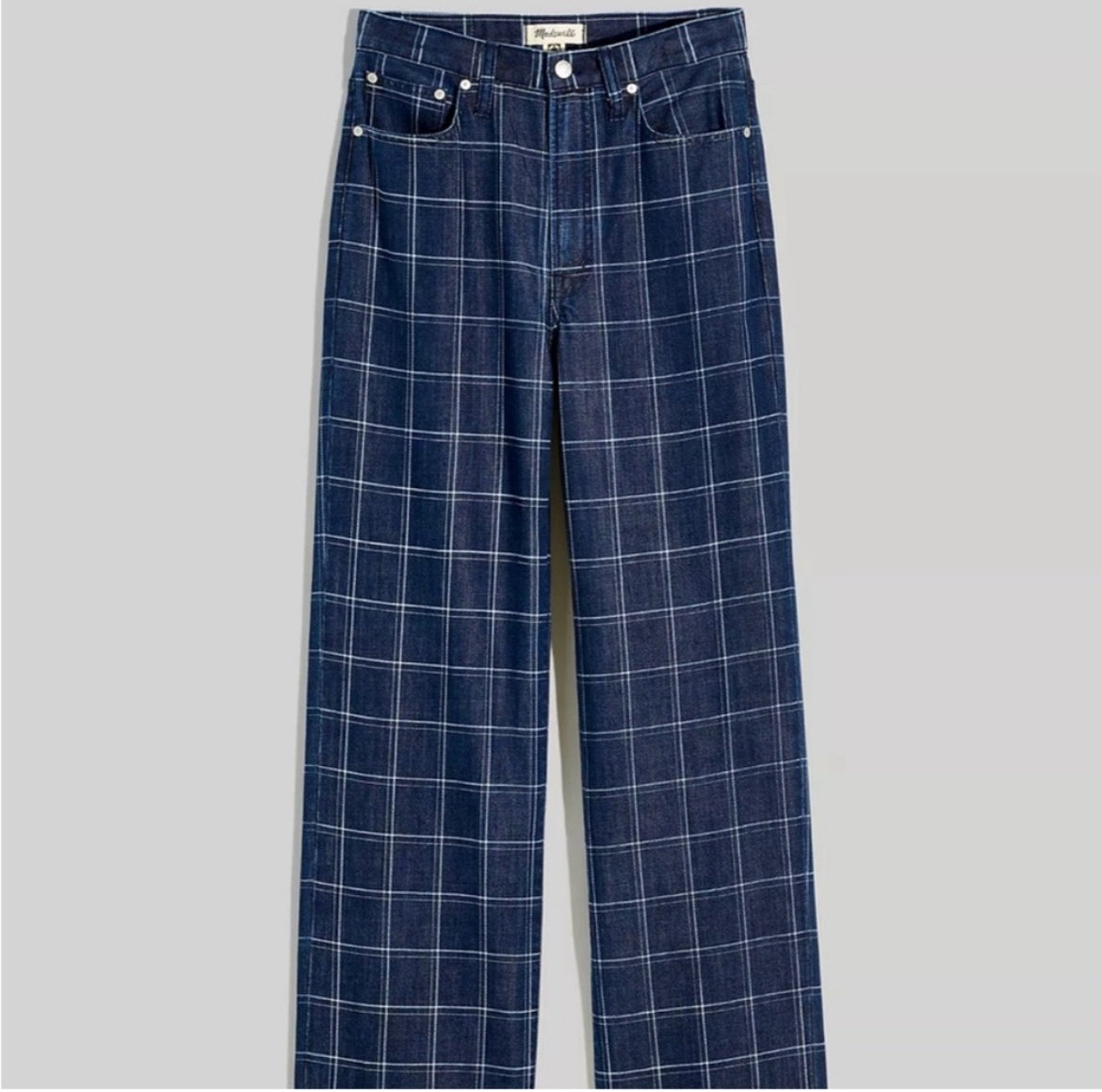 Madewell The Perfect Vintage Wide-Leg Jeans Windowpane Pattern (32)
