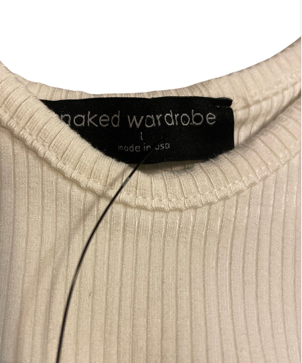 Naked Wardrobe cream-colored ribbed scoop-neck bralette (Large)