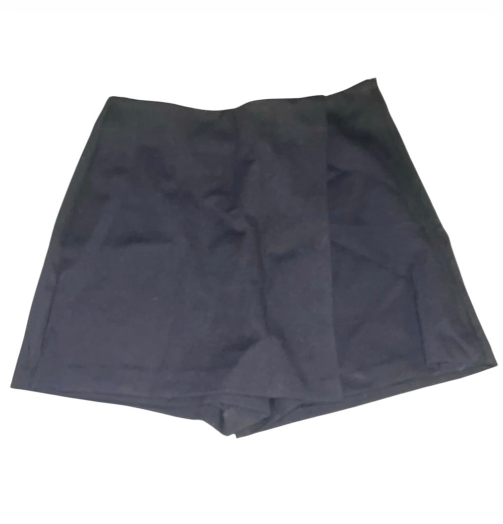 Zenana Wrap Front Skort in solid black.(Small)