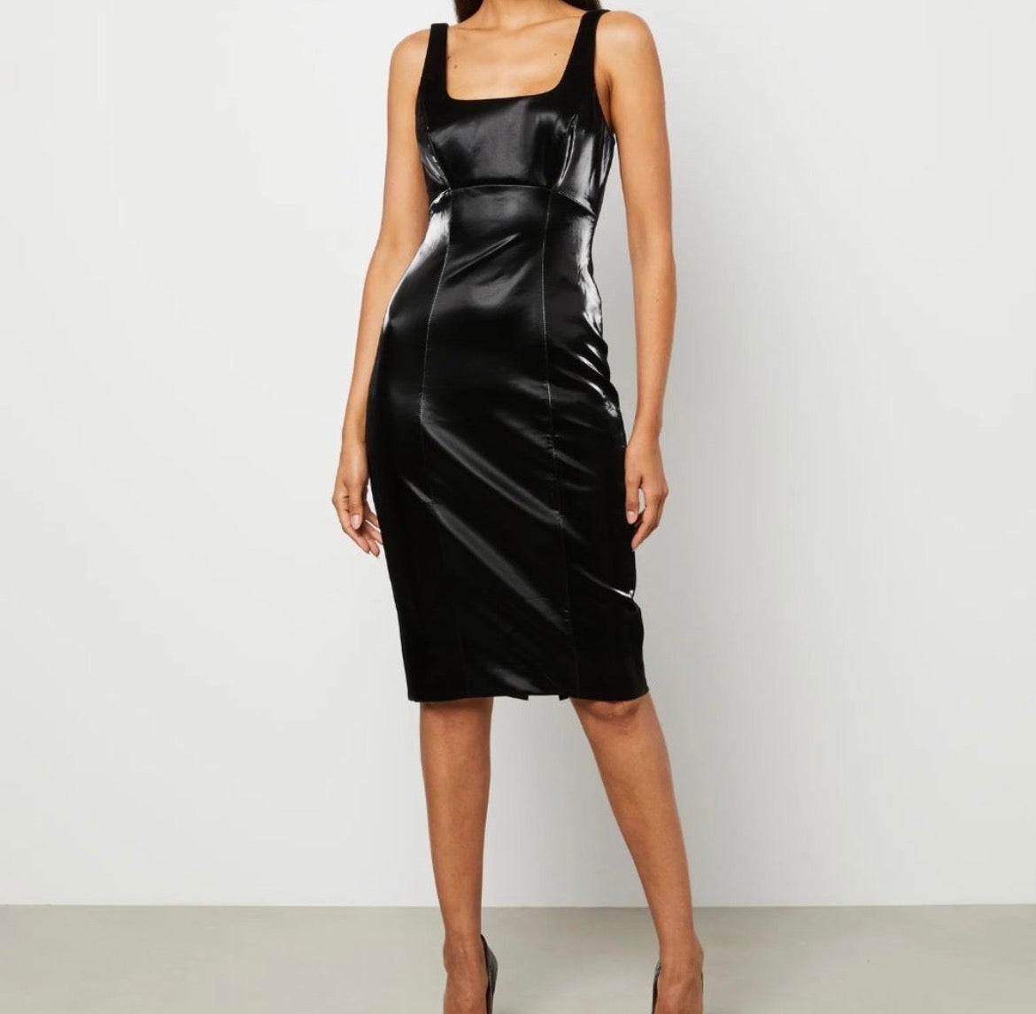 Commence black faux leather midi dress (Small)