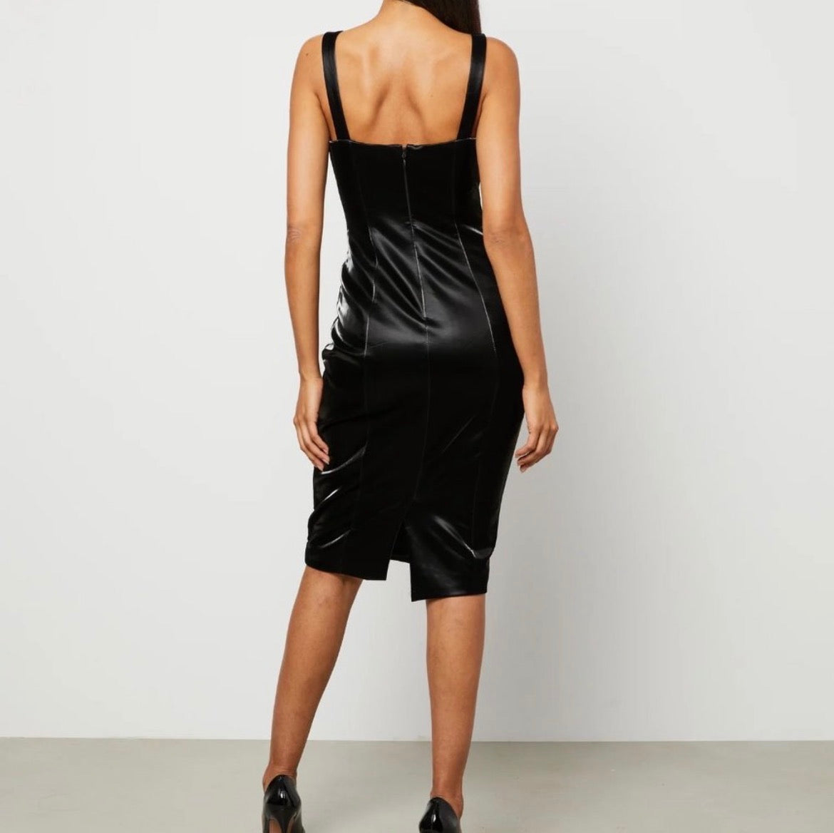 Commence black faux leather midi dress (Small)