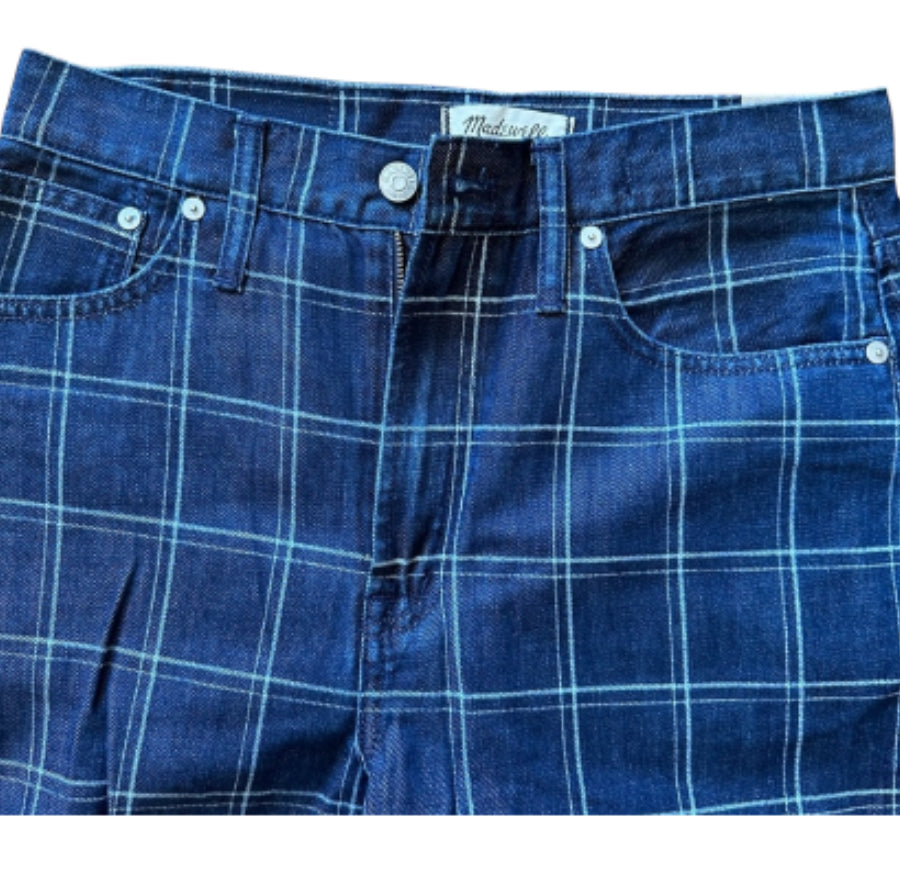 Madewell The Perfect Vintage Wide-Leg Jeans Windowpane Pattern (32)