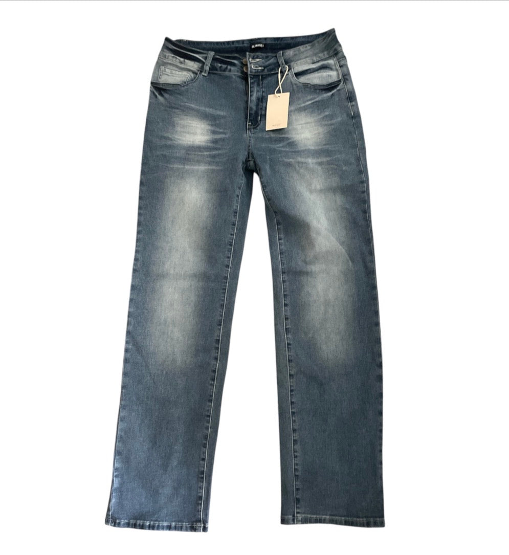 Flamingals straight-leg mid-rise jeans.(X-Large)