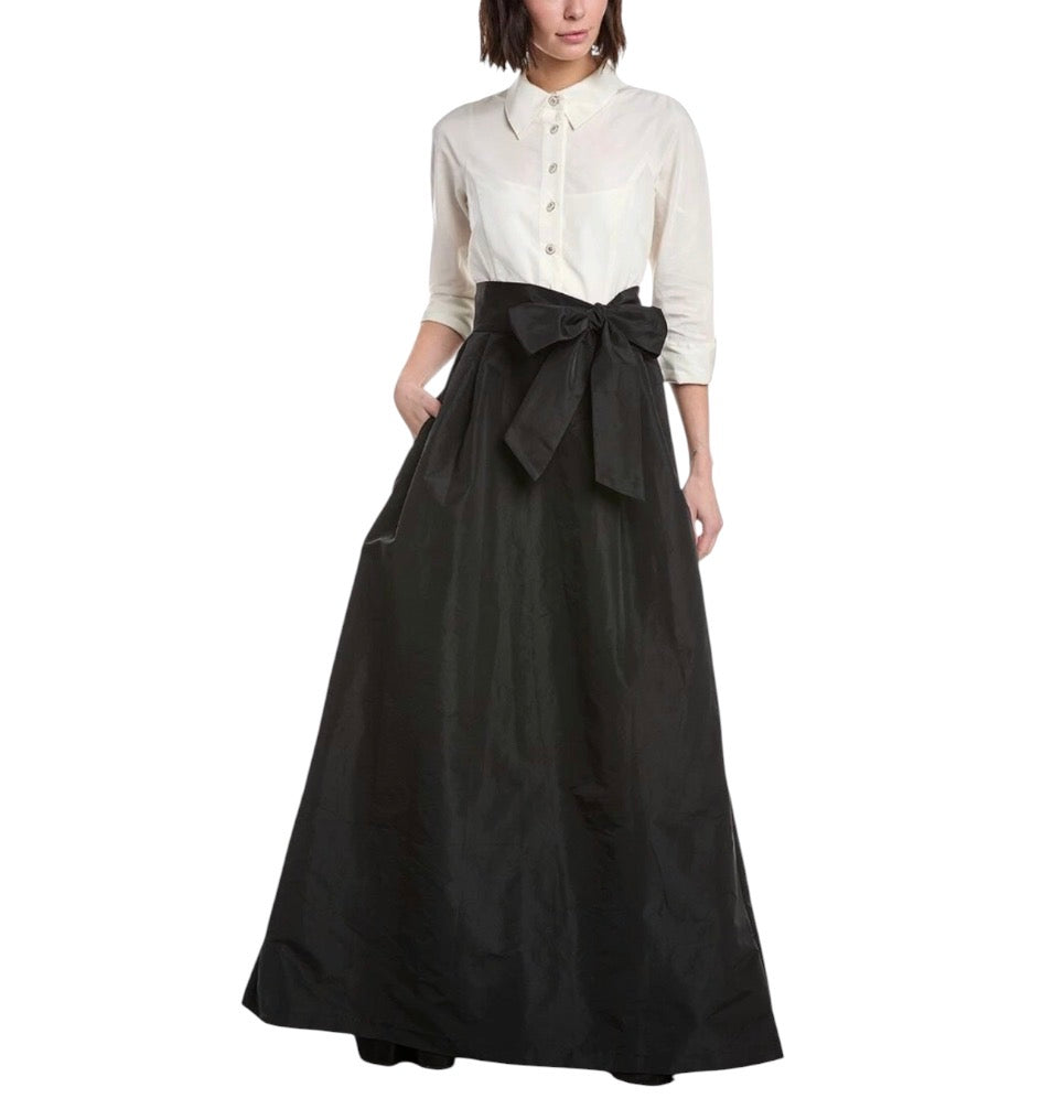 Teri Jon By Rickie Freeman Solid Elbow Sleeve Maxi Dress (10)