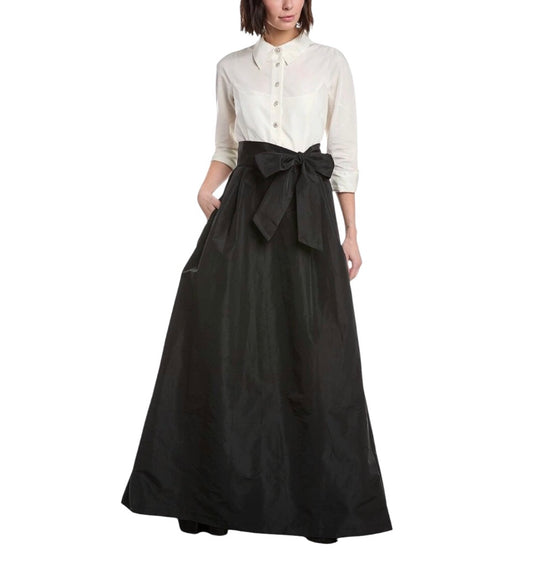 Teri Jon By Rickie Freeman Solid Elbow Sleeve Maxi Dress (10)