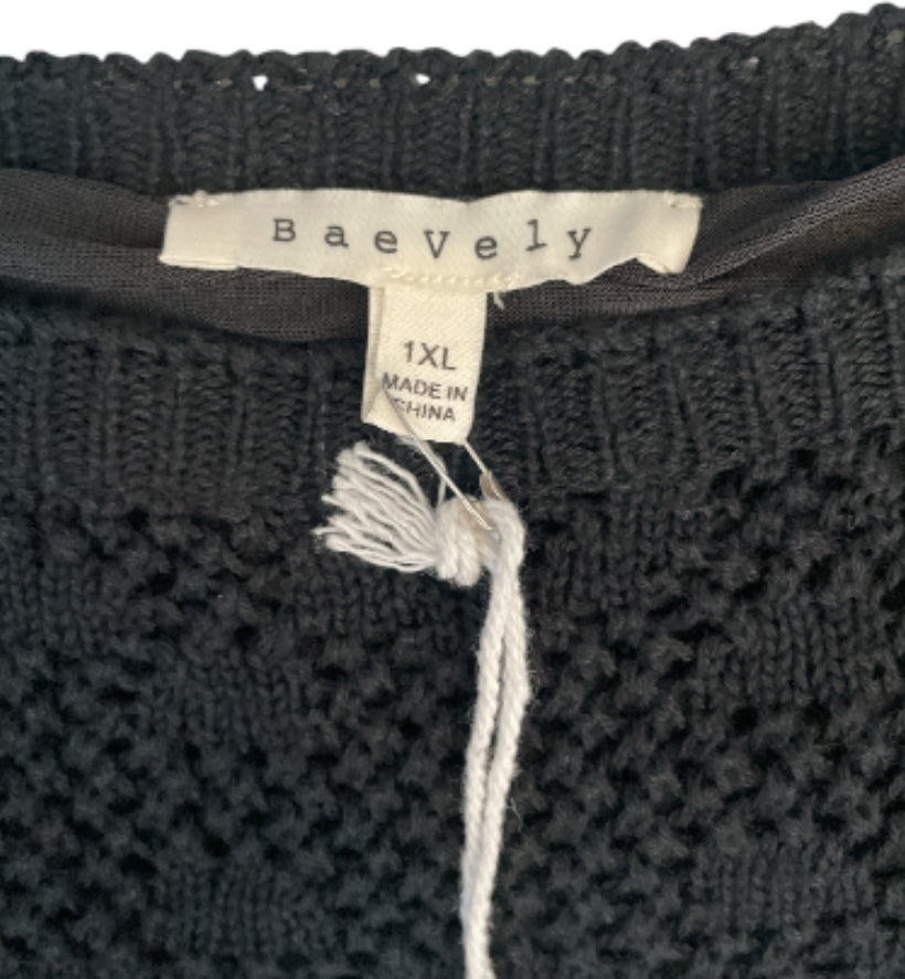 Baevely Hulbert Crochet Square Neck Dress in Black (1x)