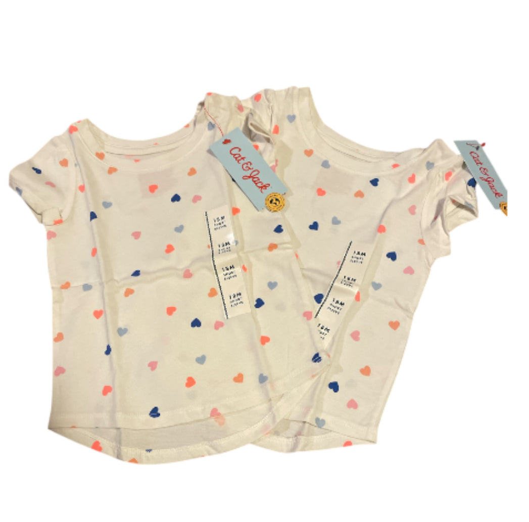 Cat & Jack Cream Hearts T-Shirt (18m)