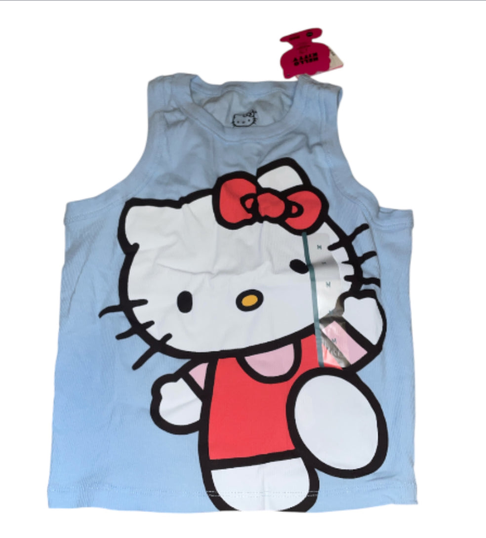 Hello Kitty & Friends Ribbed Tank Top in a light blue color.