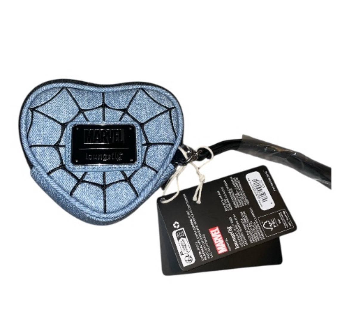 Loungefly Marvel Spider-Man Heart-Shaped Denim Coin Purse