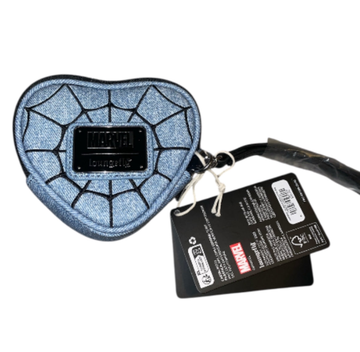 Loungefly Marvel Spider-Man Heart-Shaped Denim Coin Purse