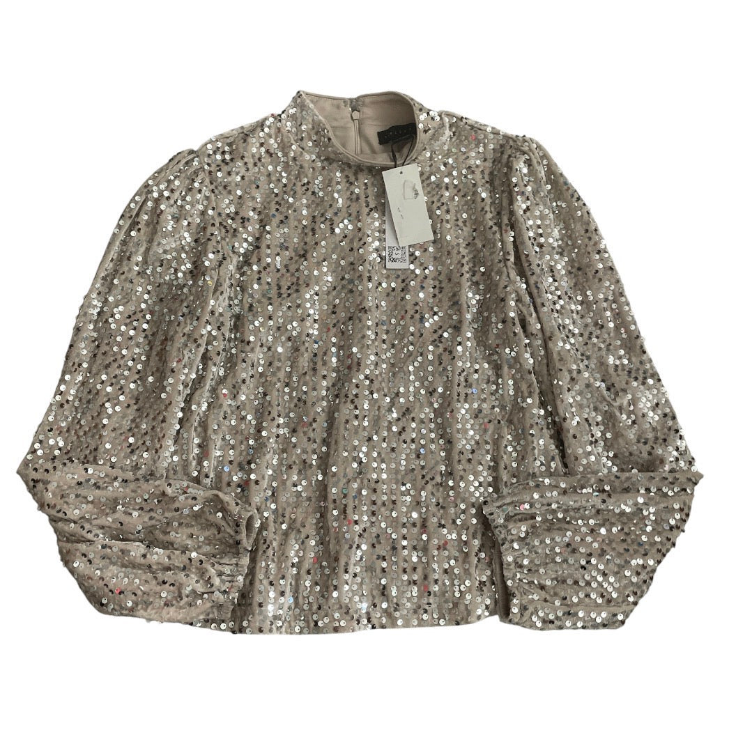 Sanctuary “All Nighter” Silver Sequin Mock Neck Top (Medium)