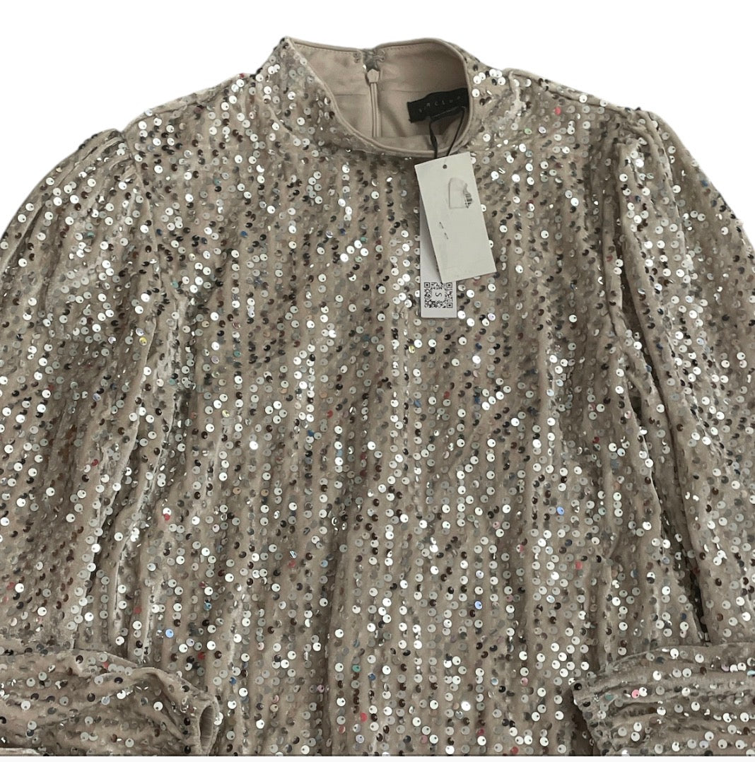 Sanctuary “All Nighter” Silver Sequin Mock Neck Top (Medium)