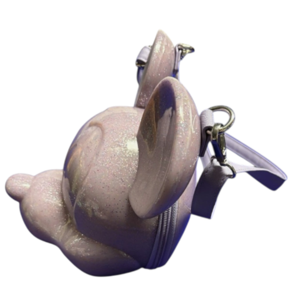 Disney Parks Mickey Mouse Loungefly Molded Head Purple Glitter Crossbody