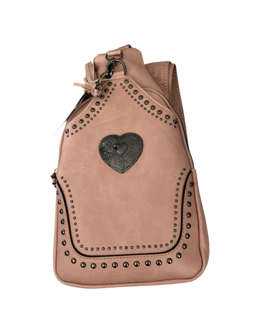 Sam & Hadley Pink Studded Sling Bag