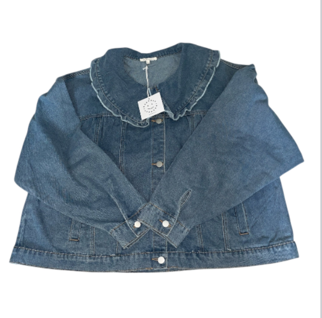 Baevely Peter Pan Collar Denim Jacket (2X)