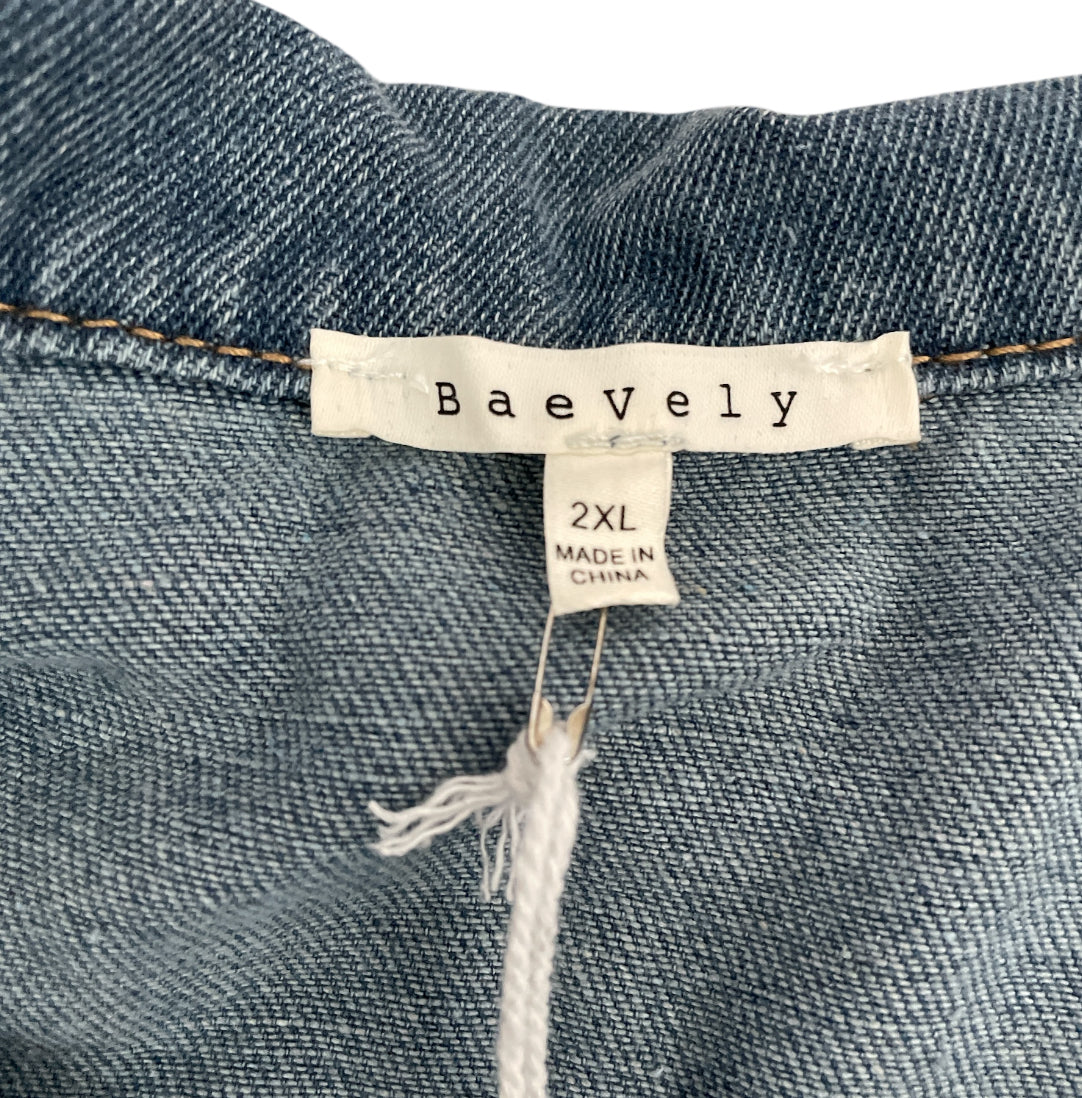Baevely Peter Pan Collar Denim Jacket (2X)