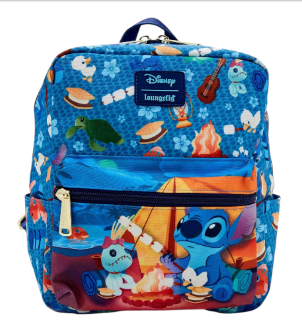 Loungefly Disney Stitch Camping Cuties AOP Nylon Mini Backpack