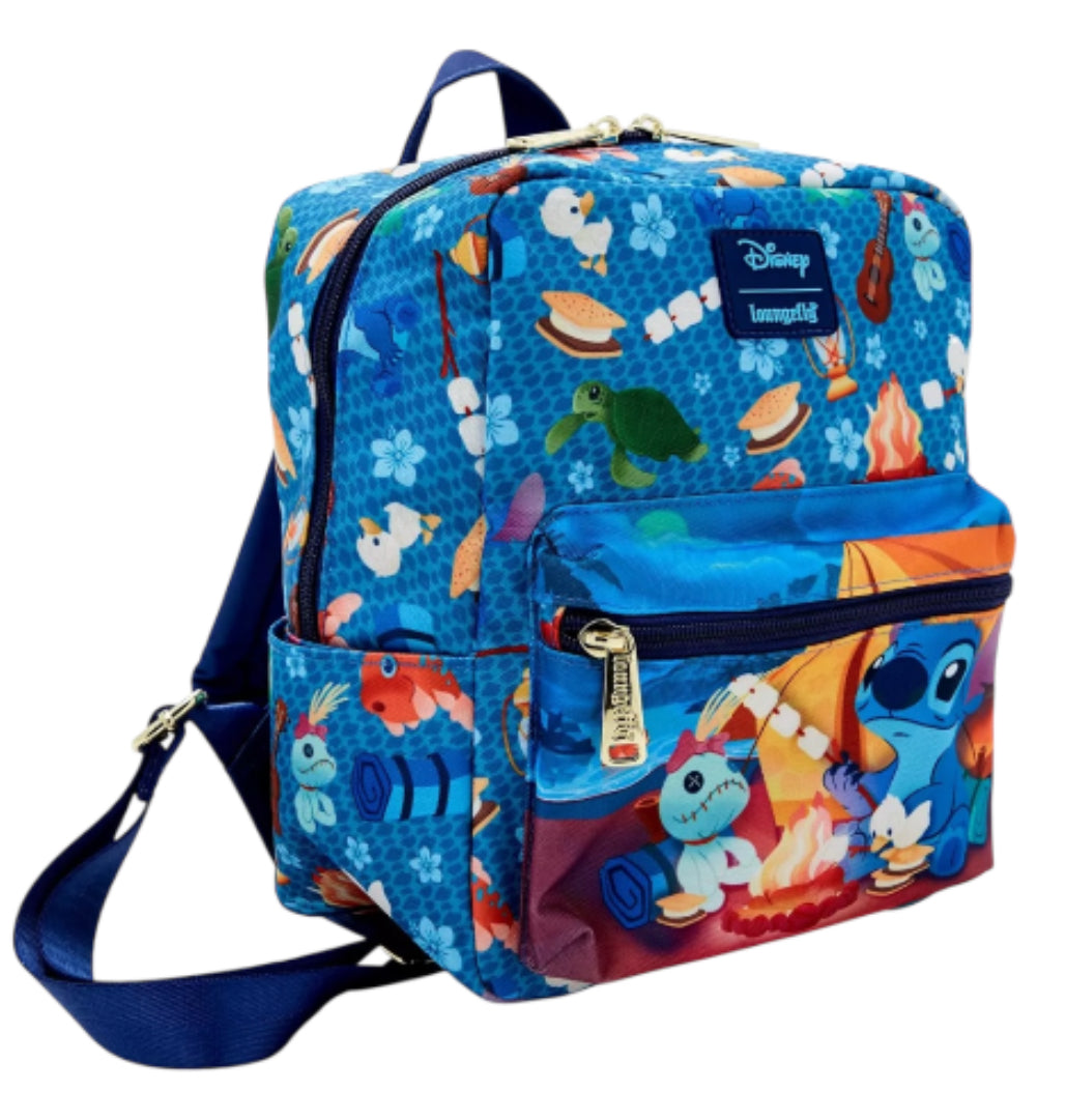 Loungefly Disney Stitch Camping Cuties AOP Nylon Mini Backpack