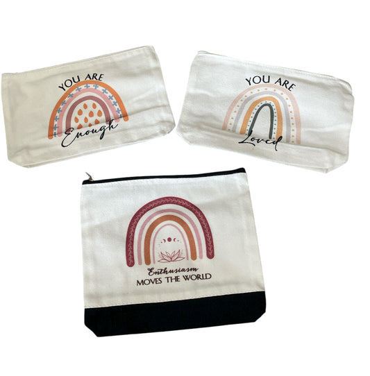 Motivational Canvas Cosmetic Bags set of 3