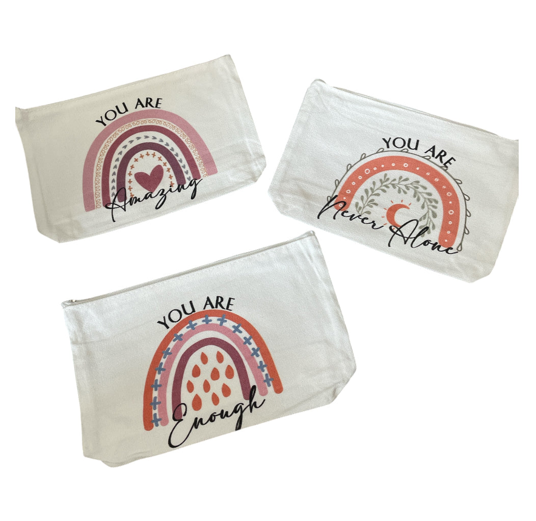 Motivational Canvas Cosmetic Bags set of 3