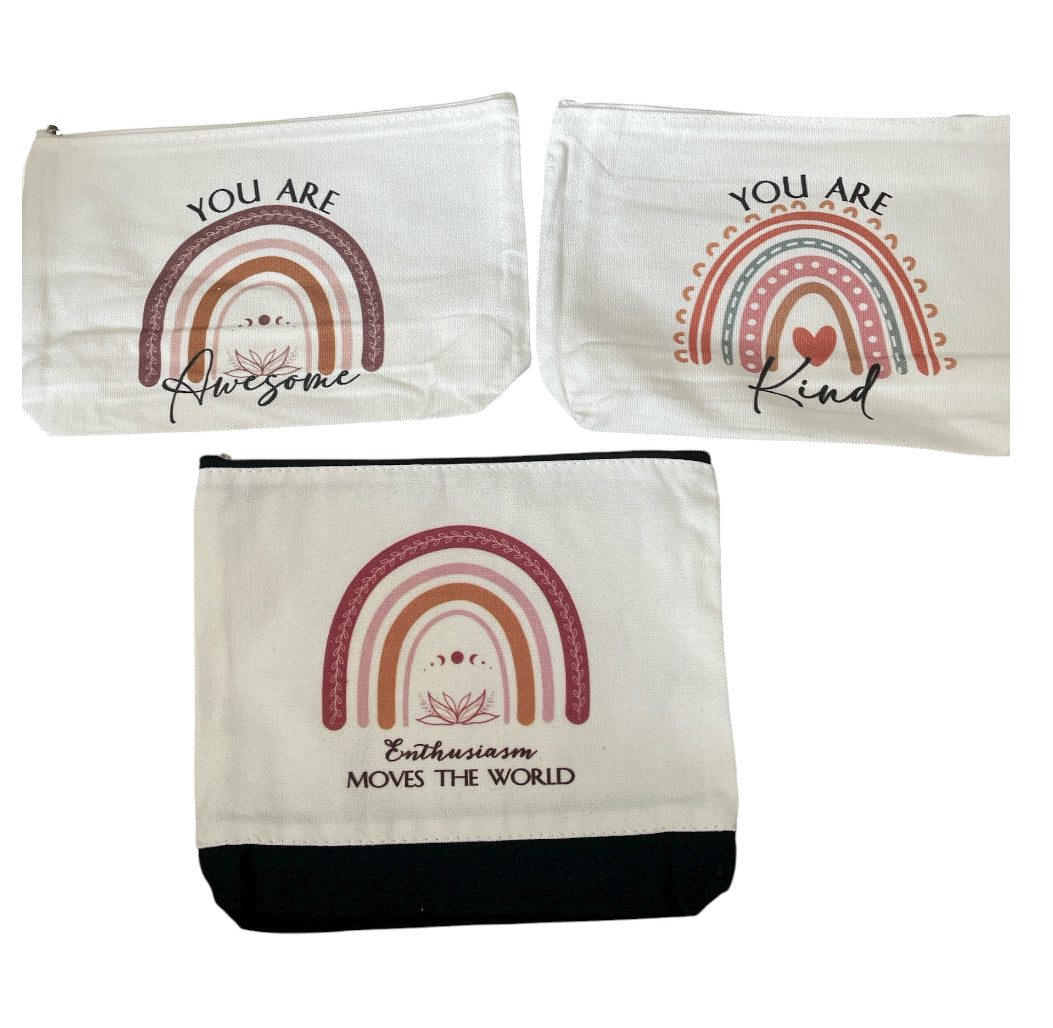 Motivational Canvas Cosmetic Bags set of 3