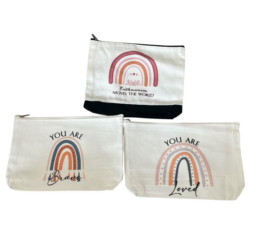 Motivational Canvas Cosmetic Bags set of 3
