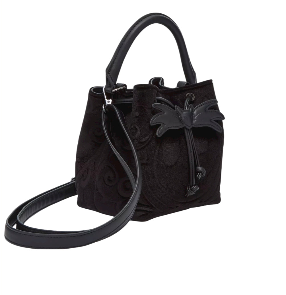 Loungefly Disney Jack Skellington Bow Tie Velvet Bucket Bag