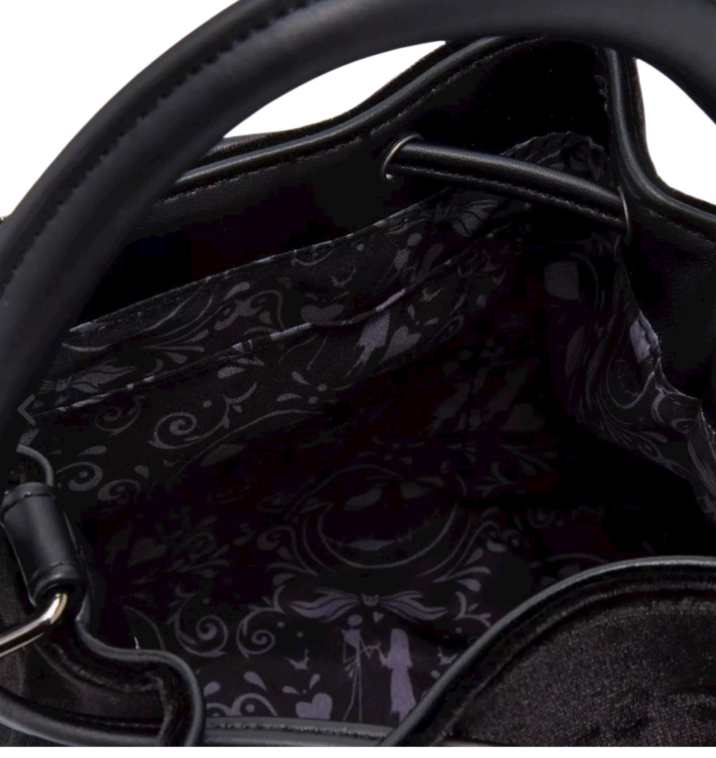 Loungefly Disney Jack Skellington Bow Tie Velvet Bucket Bag