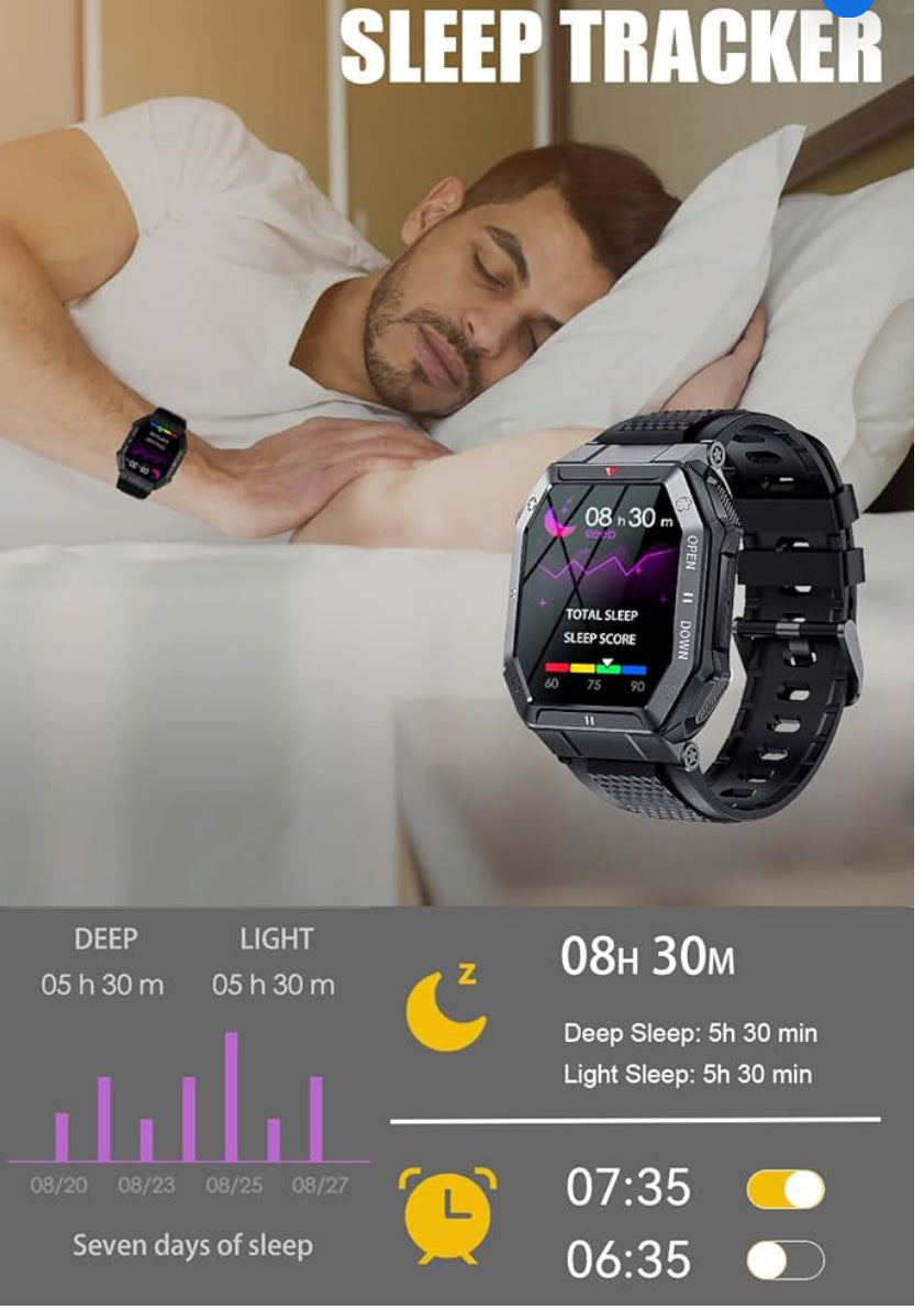 Military Smart Watch for Men with Bluetooth