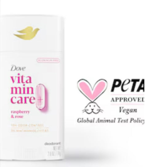 Dove VitaminCare+ Aluminum Free Deodorant Stick in Raspberry & Rose scent.